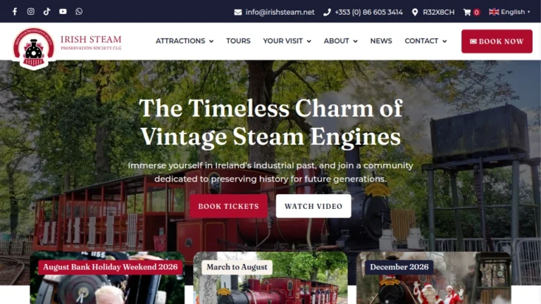 Vintage Steam Engine Experience in Ireland: Book Your Tour Now with Irish Steam Preservation Society. Dublin.